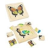 Montessori Wooden Puzzles for Kids Ages 4-8, 4 Layer Life Cycle of Butterfly Jigsaw Puzzle for Toddlers, Children Preschool Learning Educational Puzzles Toys for Boys and Girls (Butterfly)