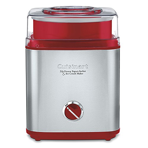 Cuisinart ICE-30R Pure Indulgence Frozen Yogurt Sorbet & Ice Cream Maker, 2 quart, Brushed Metal/Red