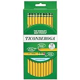 Ticonderoga Wood-Cased Pencils, Unsharpened, 2 HB Soft, Yellow, 12 Count