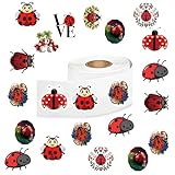 Ladybug Stickers (500 pcs), 10 Sheets Insect Aesthetics Cartoon Decal Roll Self Adhesive Seals for Kids Girls Boys Teen Birthday Party Decoration Water Bottle Laptop Scrapbook Cards Envelope