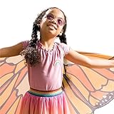 HearthSong Colorful Polyester Butterfly Wings Costume for Kids' Dress Up Imaginative Play, Orange