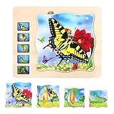 WOODENFUN Wooden Butterfly Puzzles for Kids Ages 3-5,4 Packs Jigsaw Puzzles Preschool Educational Brain Teaser Boards Toys Montessori Toys for 3 Years Old and Up