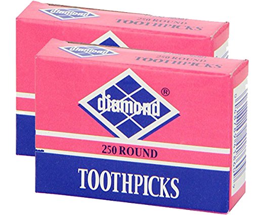 Diamond Toothpicks, Round Natural Wooden Bamboo Tooth Picks For Teeth, Appetizers and Cocktail 500 Count