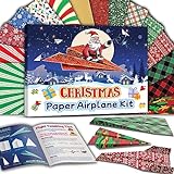 Paper Airplane Kit, Christmas Stocking Stuffers for Kids, Toys for Ages 8-13 Instruction Book, 60 Holiday Sheets, Christmas Gift Box, Stocking Stuffers Ideas for Boys 8-12 Christmas Crafts 2023