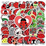 Ladybird Stickers |50Pcs Ladybug Waterproof Vinyl Decals for Bike Water Bottles Laptop Bicycle Refrigerator Cup Luggage Computer Mobile Phone Skateboard Décor