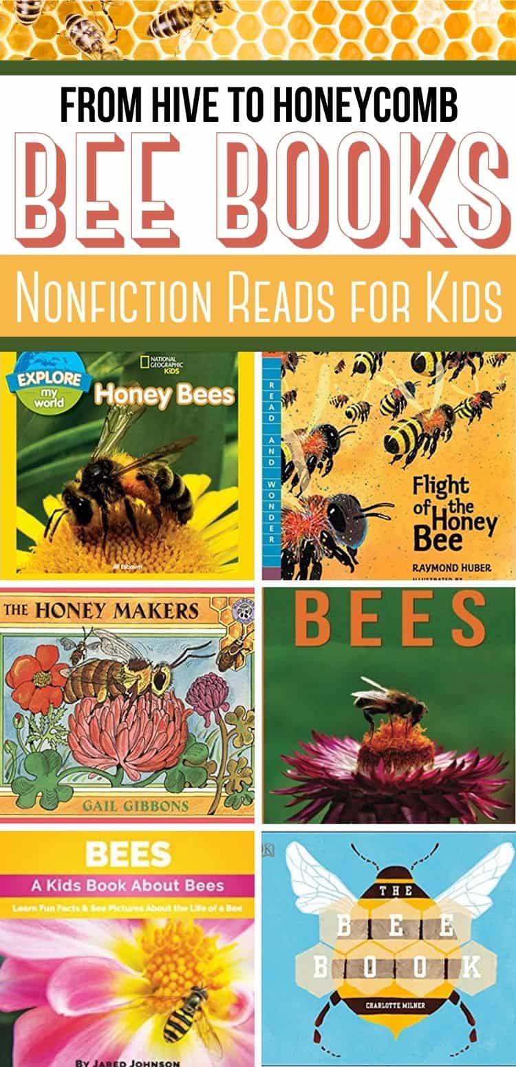 collage of nonfiction bee books for kids