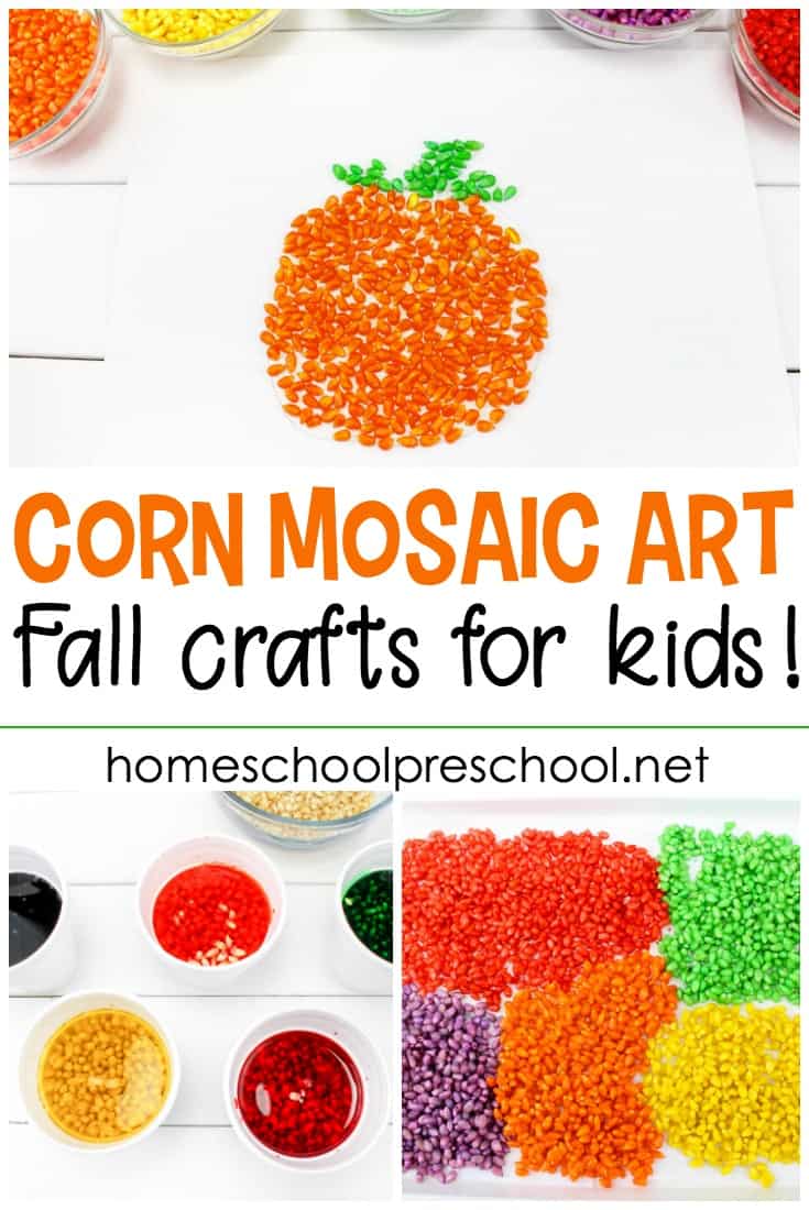 I love trying unique art projects with my little ones. This pumpkin-themed corn mosaic art project is so much fun! It's perfect for your fall crafting sessions. 