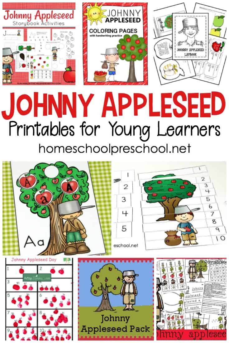 These printable Johnny Appleseed activities are perfect for celebrating Johnny Appleseed Day or supplementing your apples preschool theme!