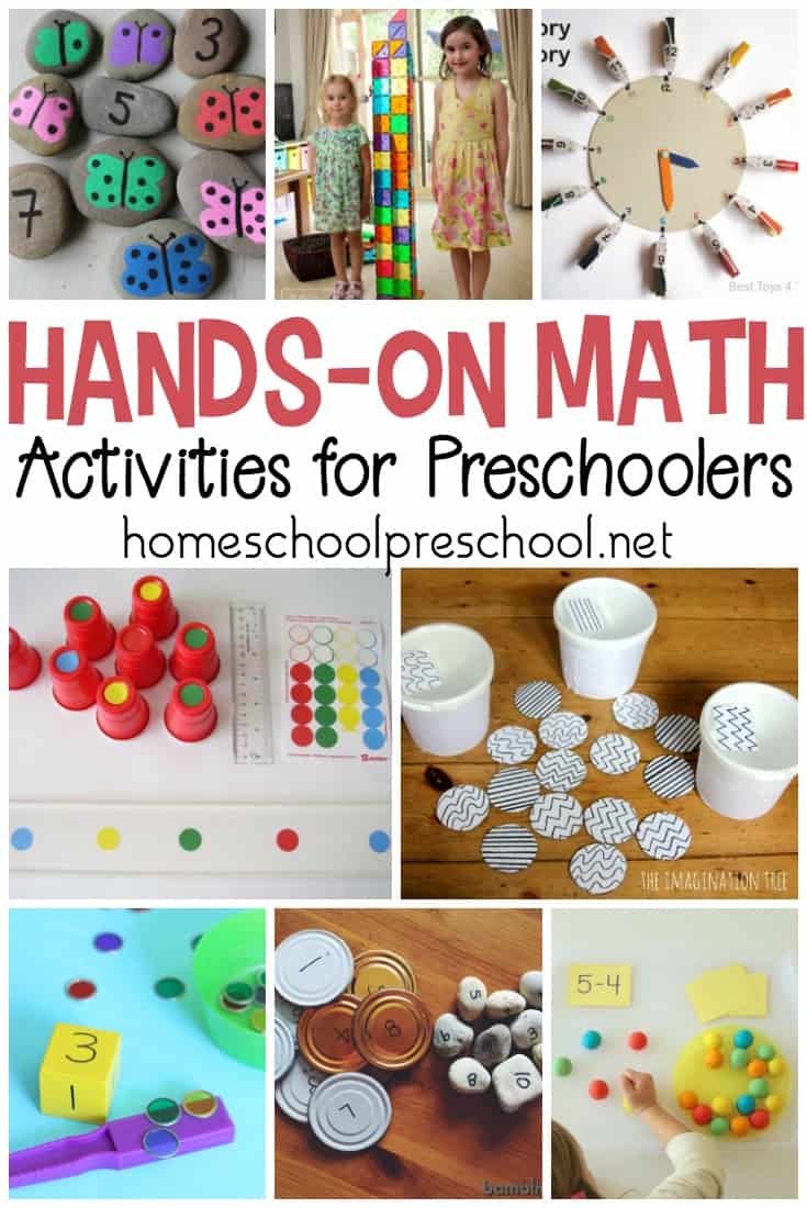 Ditch the workbooks and printables! Teach counting, math facts, and more with these hands-on preschool math activities.