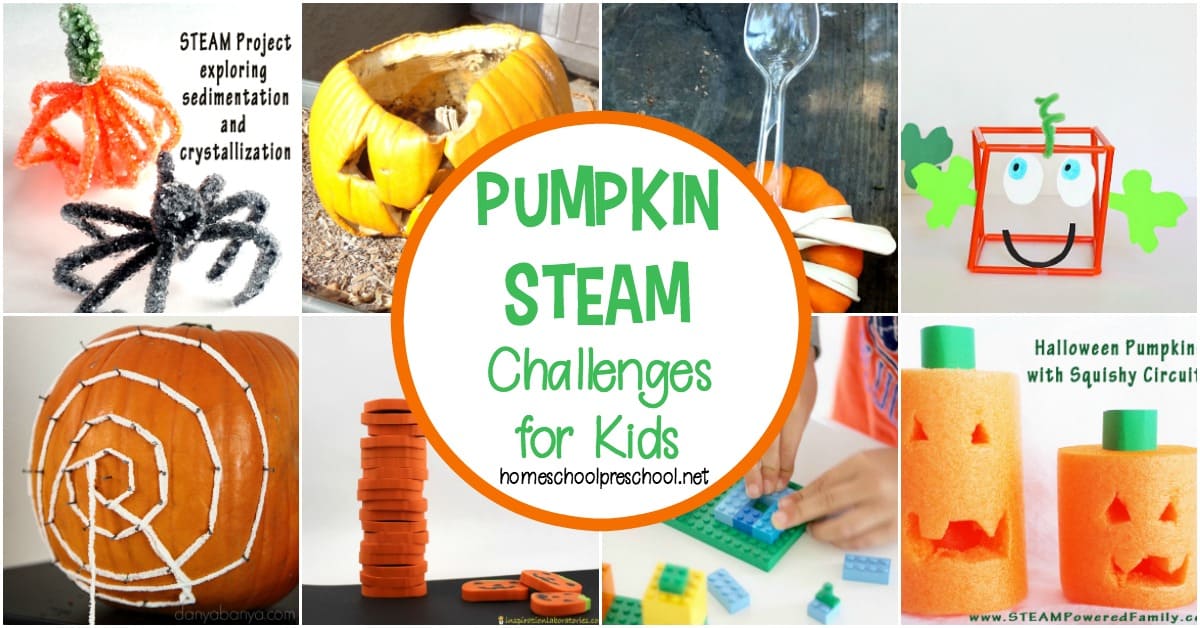 Bring pumpkins into your homeschool preschool lessons with these pumpkin theme activities! Kids will love these hands-on pumpkin STEM activities for kids.