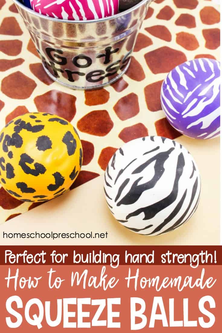 Preschoolers can poke, roll, shape, and squeeze this homemade squeeze ball for kids. It's great for building hand strength and calming fidgety kids.