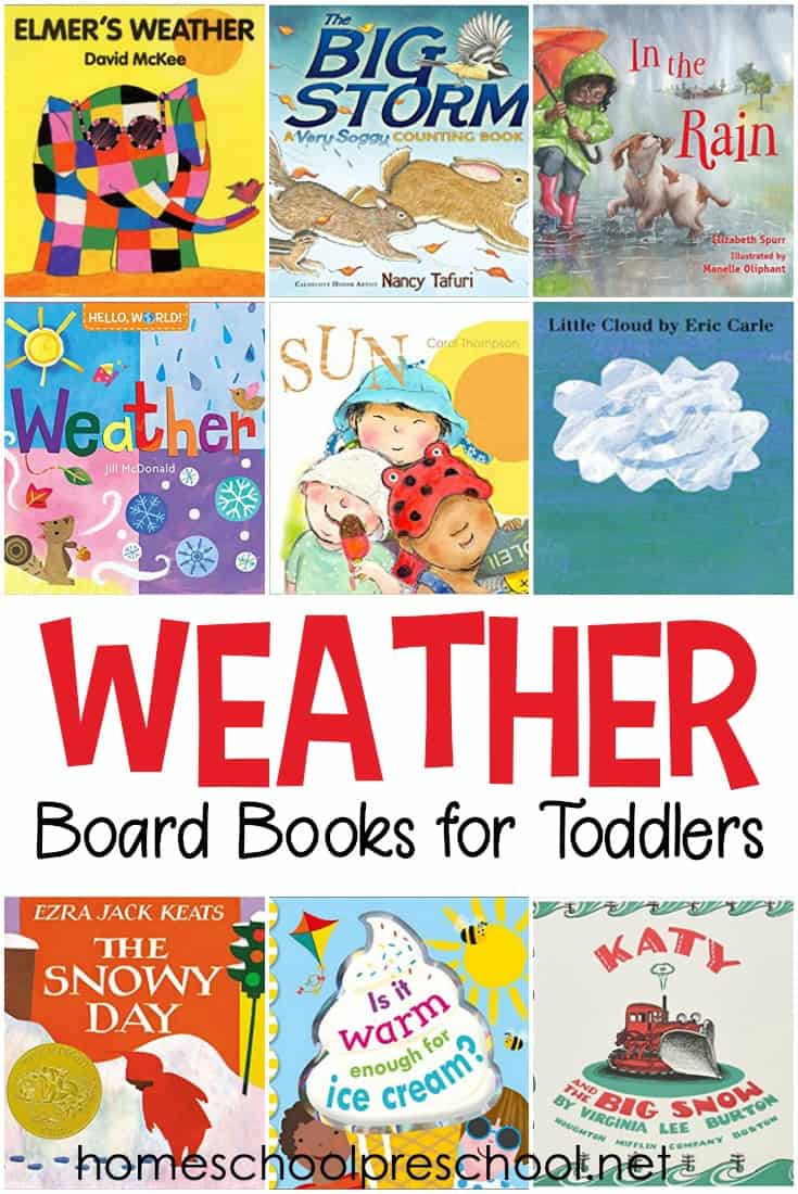 Check out this list of weather books for toddlers! These board books are perfect for your next weather unit for toddlers and preschoolers.