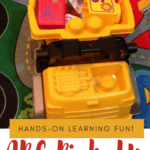 Sneak in some learning with this fun Pick Up the Alphabet dump truck game which involves trucks, movement, and letter recognition. 