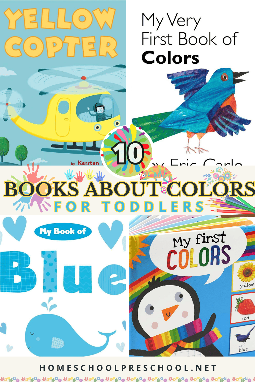 collage of board books about colors for toddlers