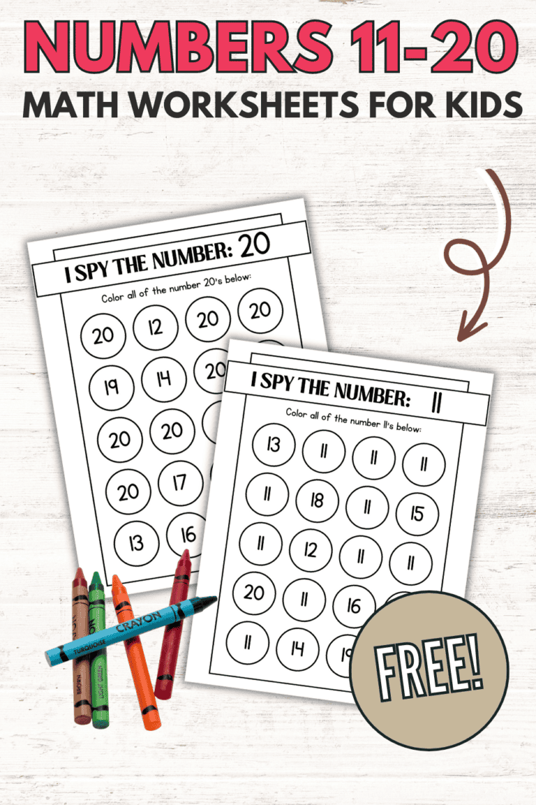 Free Number Worksheets for Kindergarten