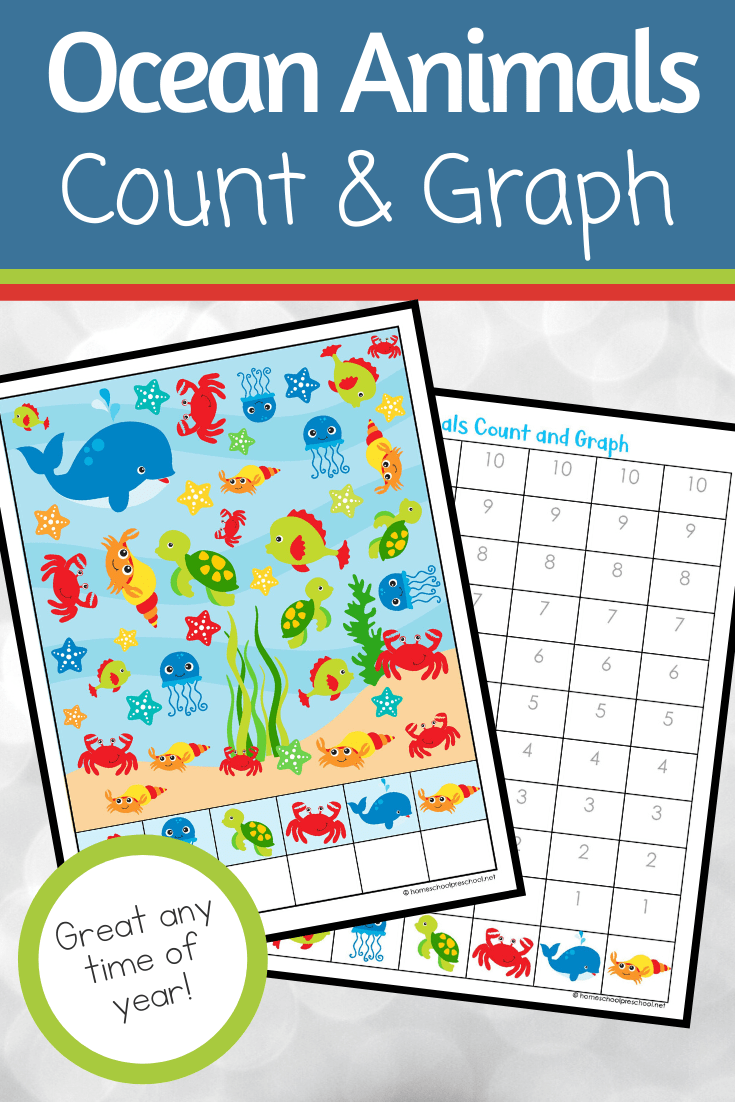 This ocean animals count and graph activity pack is a great way for preschoolers to practice counting and graphing skills this summer!