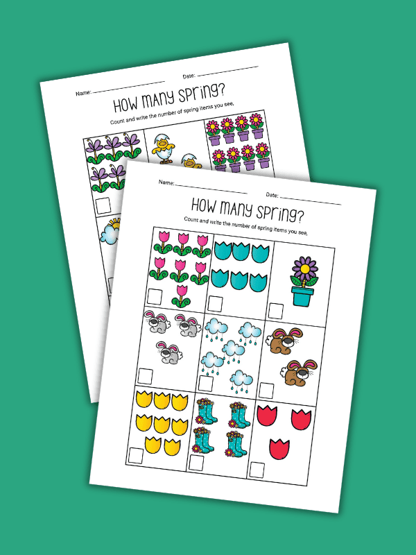 Spring Counting Worksheets